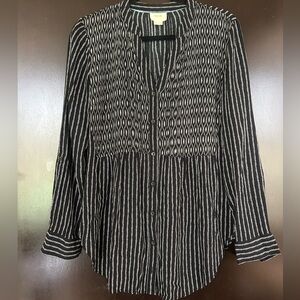 Anthropologie Maeve Black and White Calia Button Down Blouse